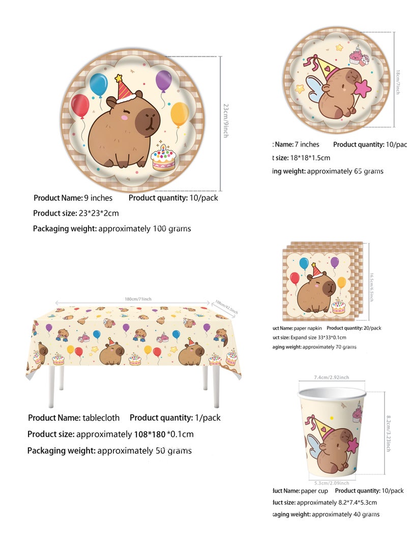 153 قطعة لوازم حفلة عيد ميلاد كابيبارا لطيفة - مجموعة أدوات مائدة حفلة بمواضيع كابيبارا البرتقالية لزينة عيد الميلاد يمكن أن تخدم 10 ضيوف - Image 2